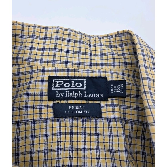 Polo Ralph Lauren Regent Shirt Mens 16.5 34/35 Classic Button Up LS Yello Check - Picture 3 of 5